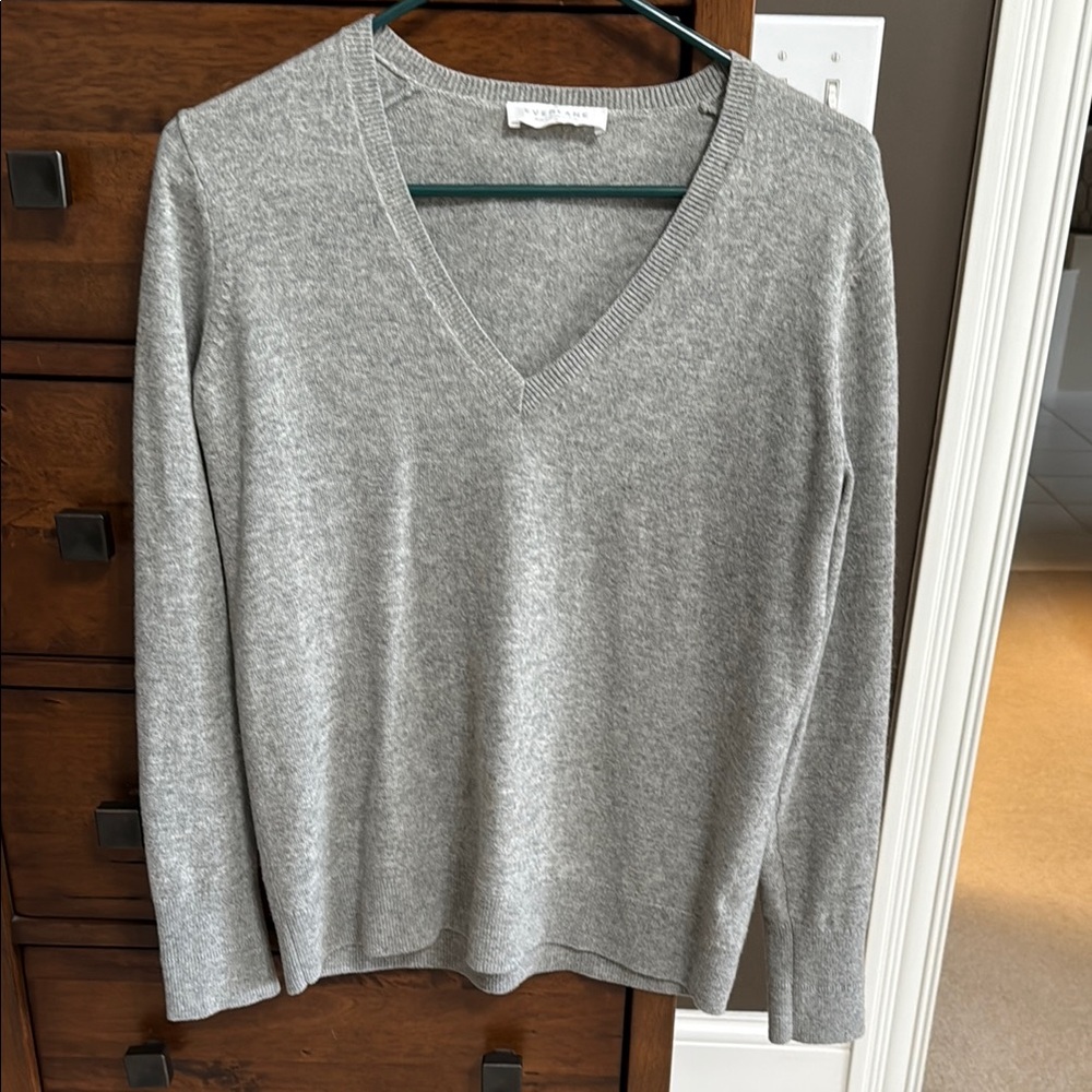 Everlane Gray V-Neck Cashmere Sweater